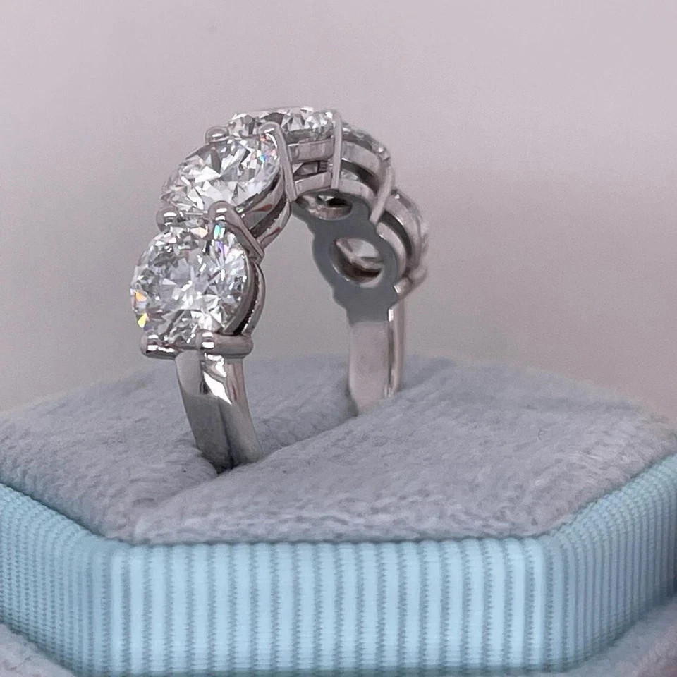5.00Ct Round Cut Natural Diamond Half Eternity Wedding Band 950 Platinum Size 7