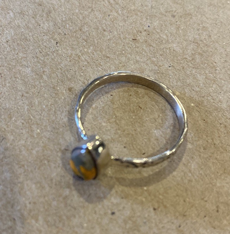 Teardrop Orange and Green Ring Unkown Gem Size 8.75 Silver 925