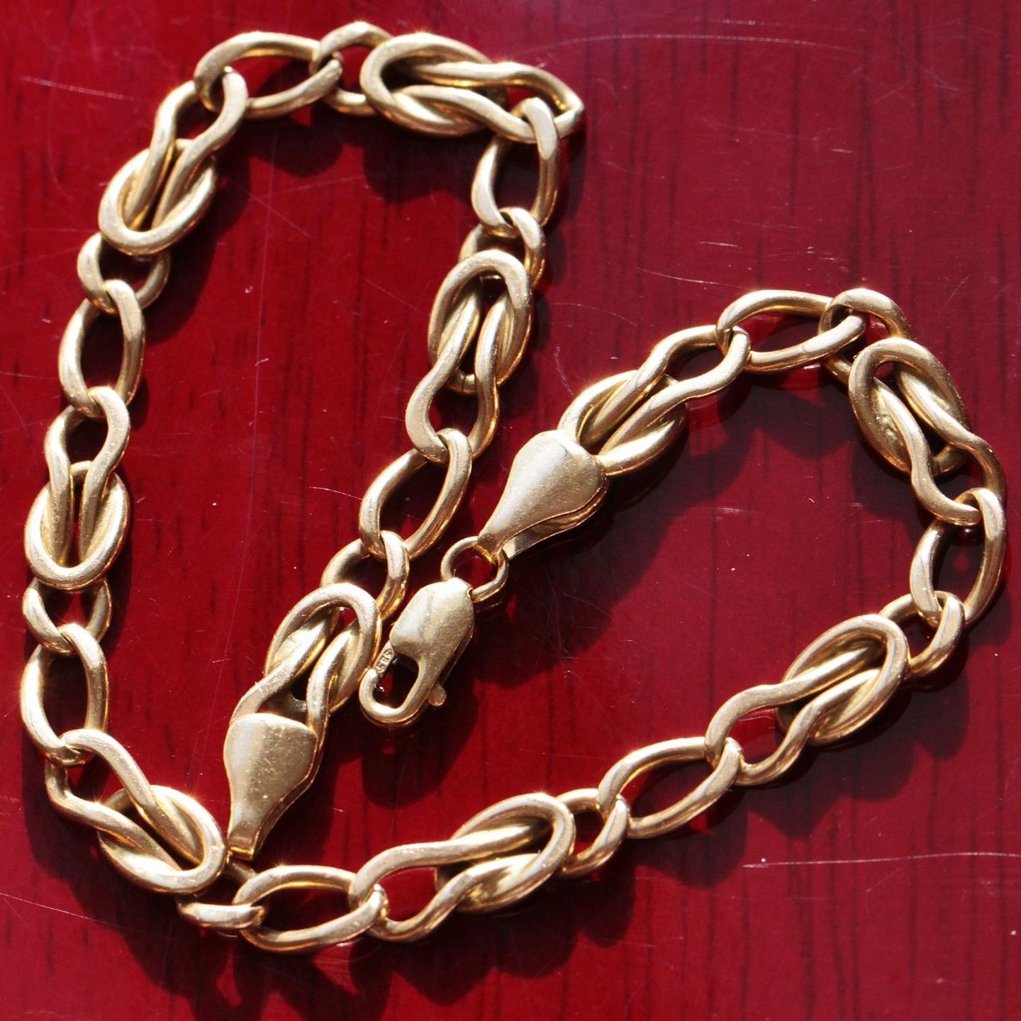 14k yellow gold bracelet Italian 7.62″ diamond cut fancy link chain vintage 7.9g