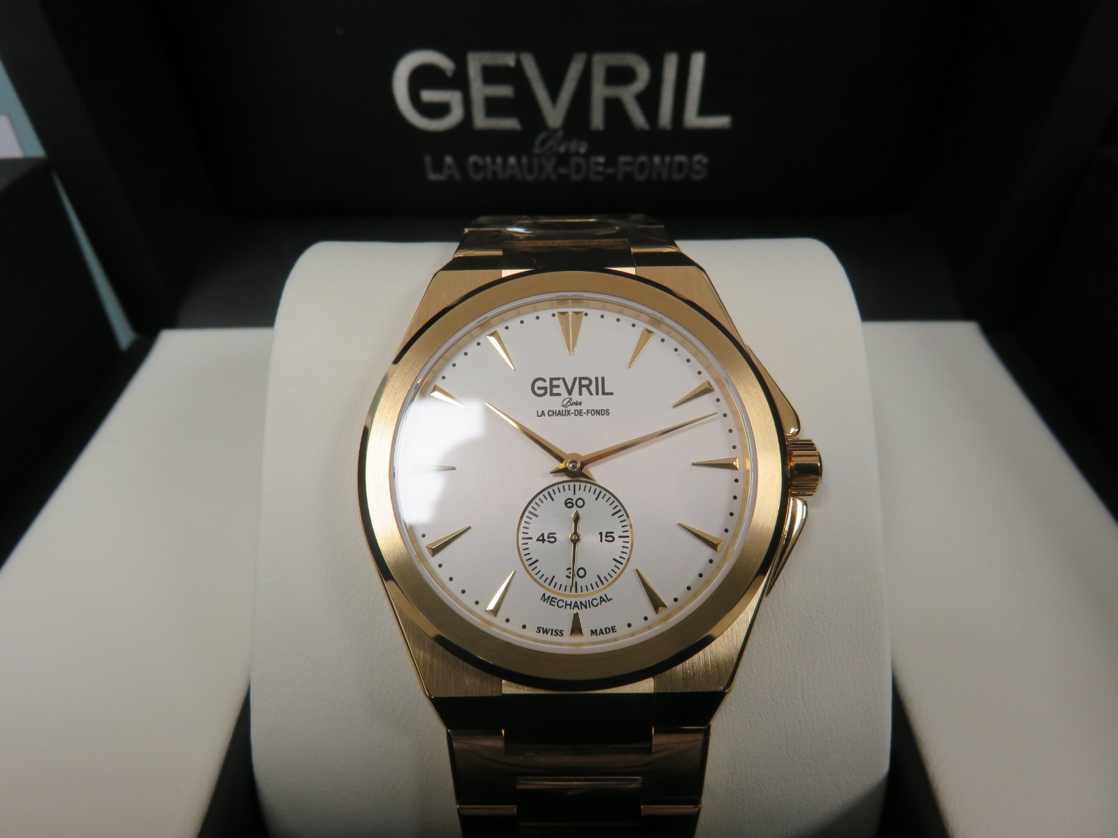 Gevril Men’s 49912B Montauk Sub Dial Swiss Made ETA 7001 Gold IP 40mm Watch