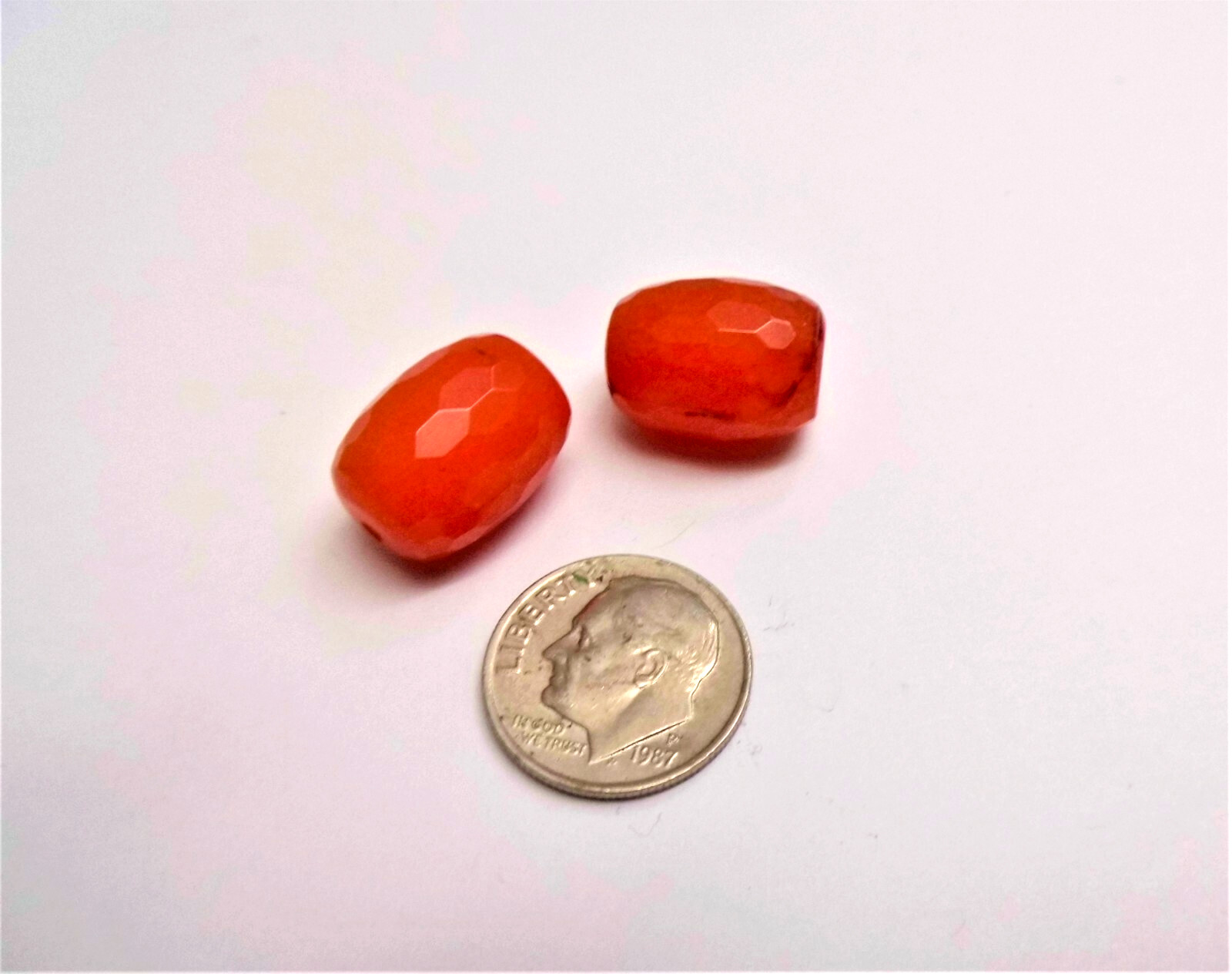 1 CARNELIAN GEMSTONE FACETED CYLINDER [ 12 x 16mm] LARGE BEAD New *USA*