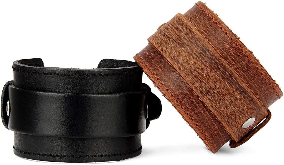 Rock-Inspired Leather Cuff Bracelet – Lightweight Adjustable Band for All Ages