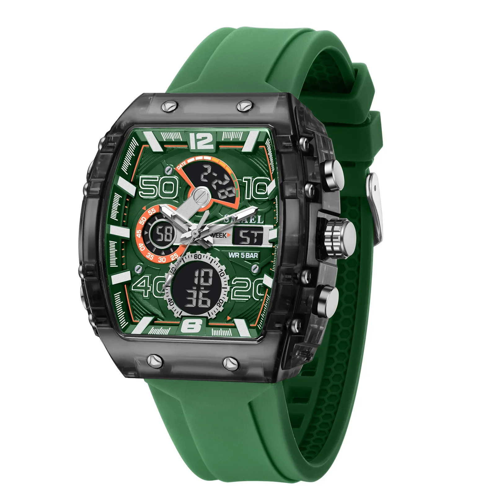 8109 Men’s Multifunctional Digital Sports Watch 50M Waterproof Dual Display LED