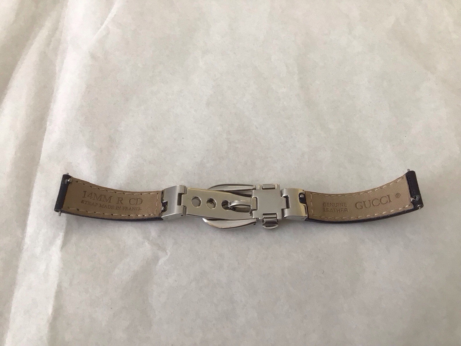 Gucci Watch Design Bracelet,black lather,s/s buckle,14mm.for model 6500L