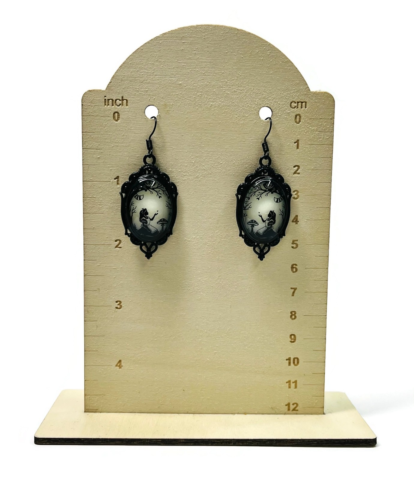 Alice in Wonderland Lime Aqua Blue & Purple/Violet Glow in the Dark Earrings