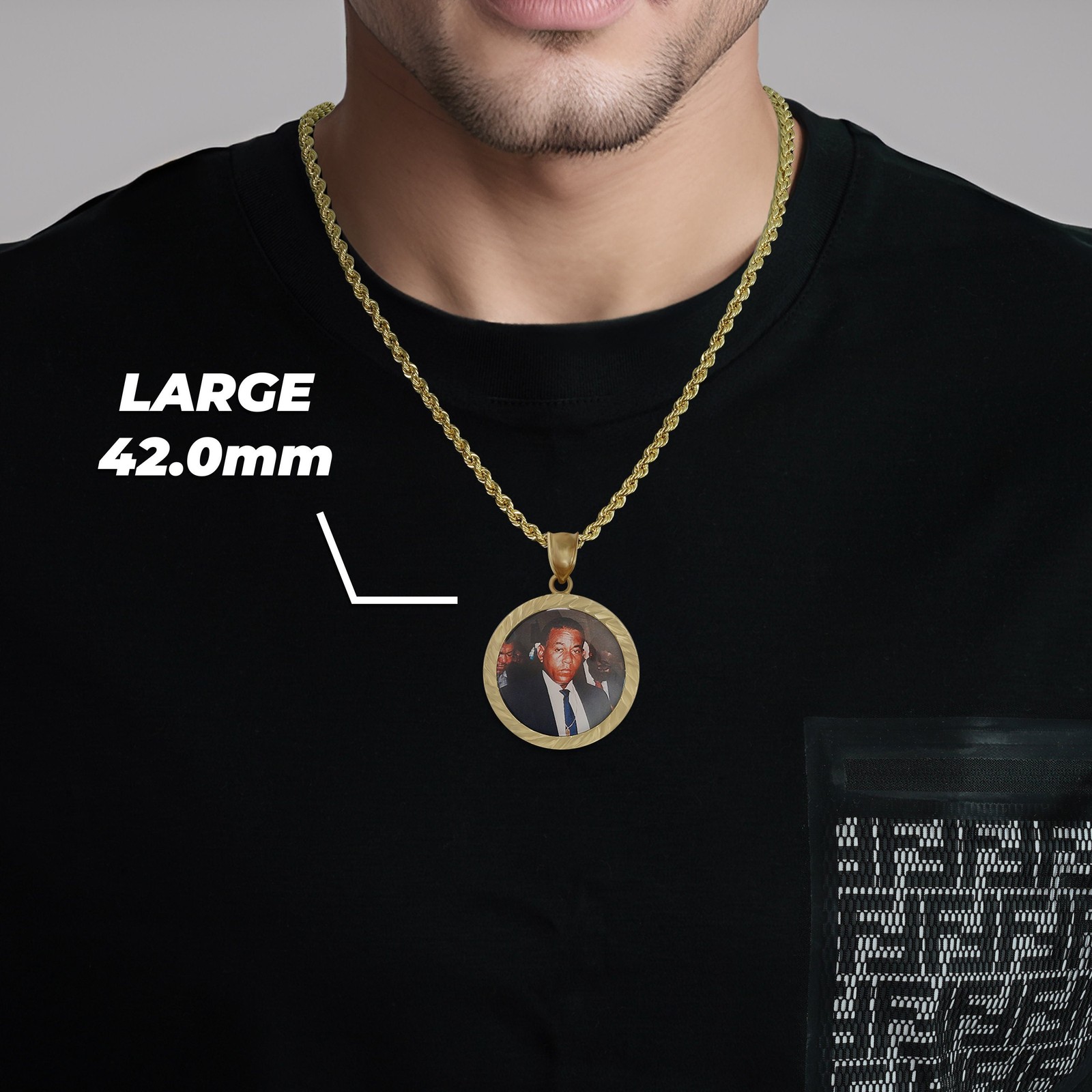10k Gold Memorial Picture Classic DC Round Pendant Necklace