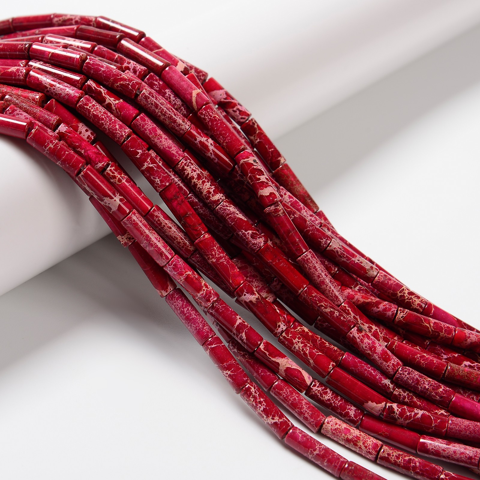 Red Sea Sediment Jasper Round Tube Beads 4x13mm 15.5″ Strand