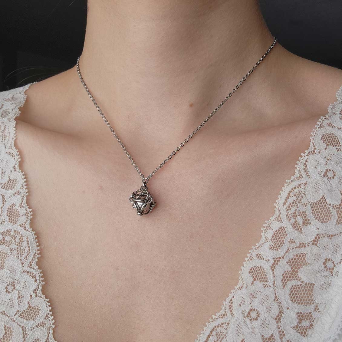 Vintage small silver stainless steel necklace