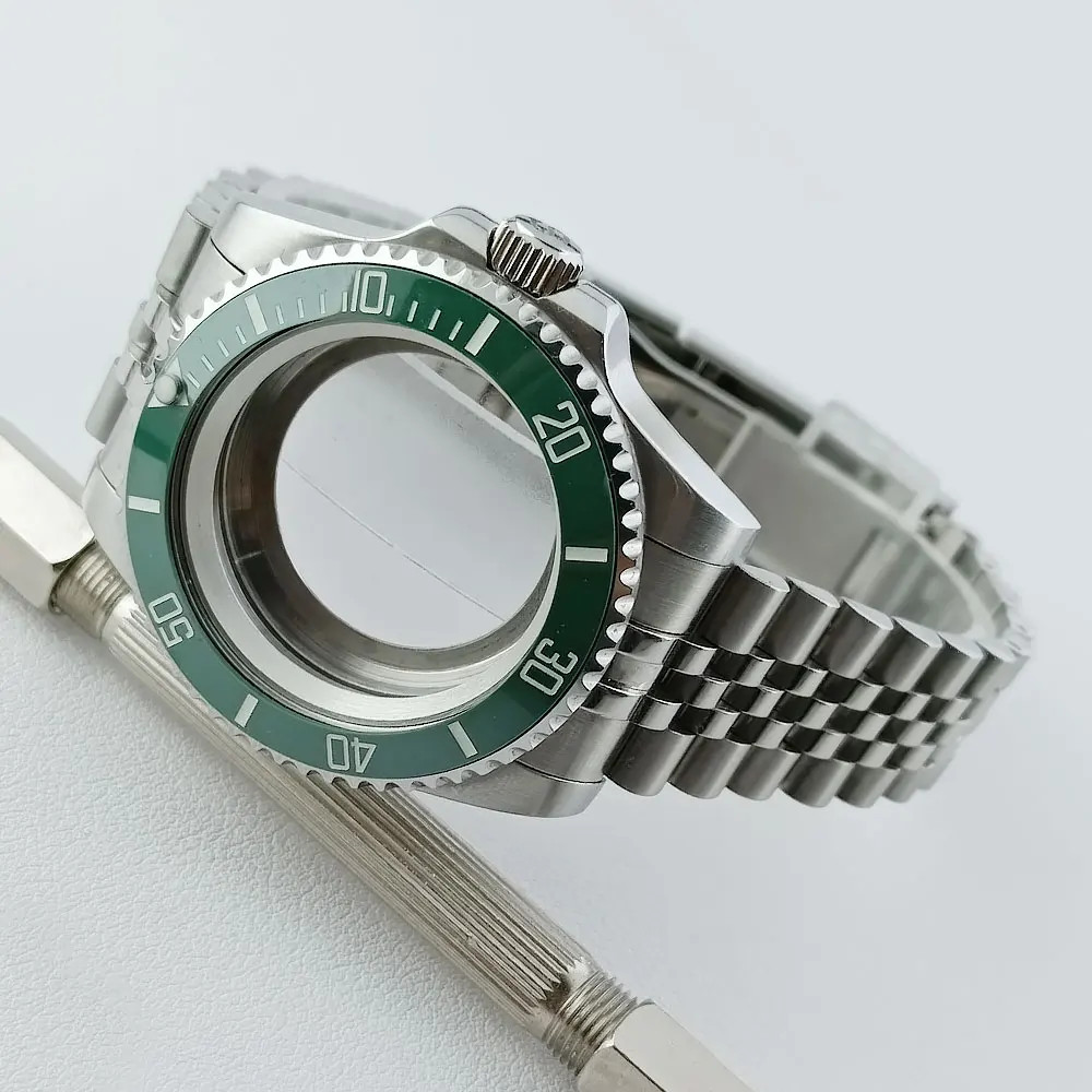 Watch Case 40.5mm Silvery Full-Body Mirror Finish Sapphire 28.5mm Dial For NH35