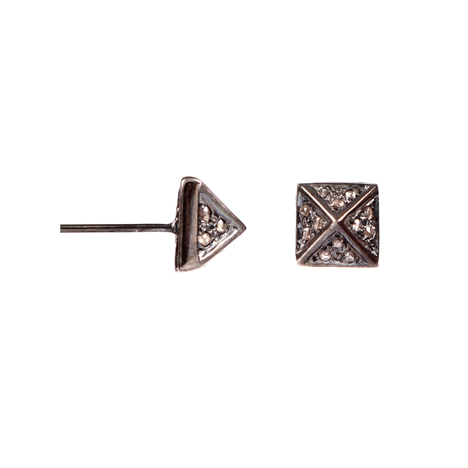 Natural Rose Cut Diamond pyramid studs Earrings 925 Sterling Silver Handmade