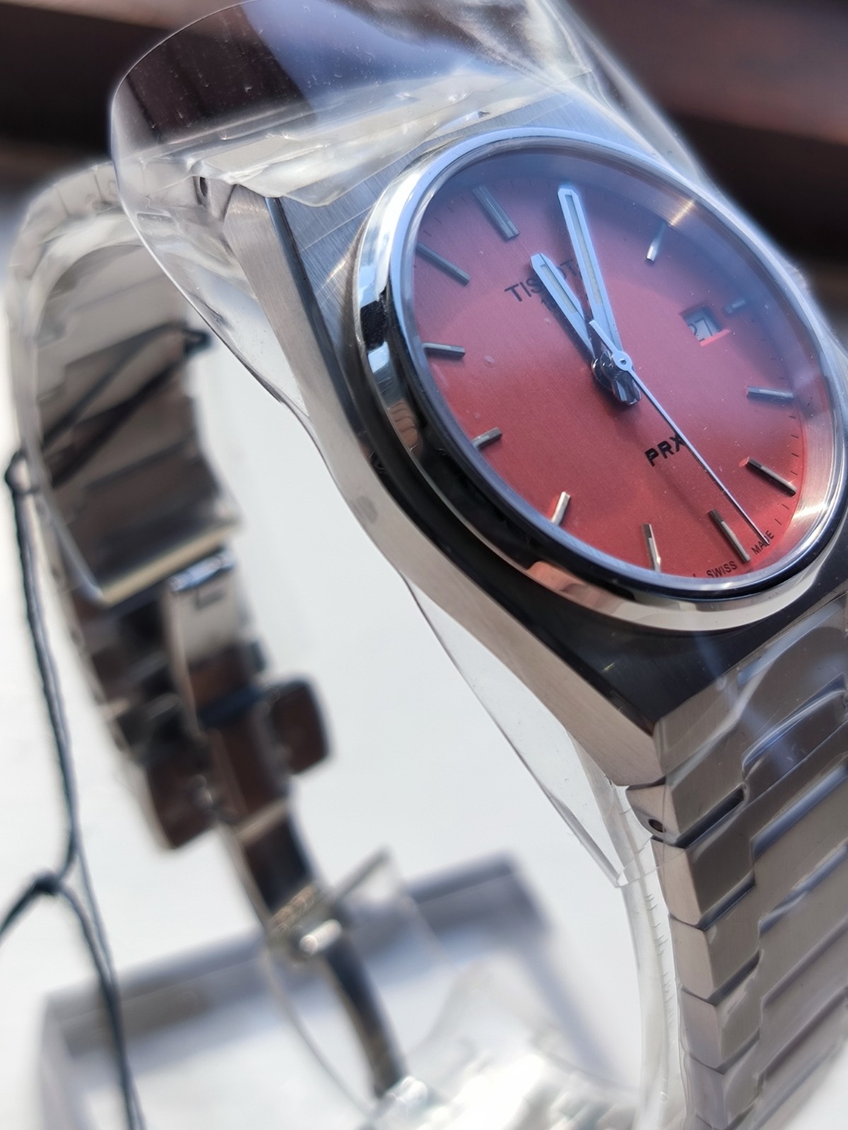 Tissot PRX, amazing and rare 35mm pink dial. Brand new and unworn. Perfect gift.