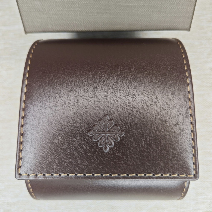 Patek Philippe Dark Brown Leather Travel Watch Case Luxury Gift Carry Box New