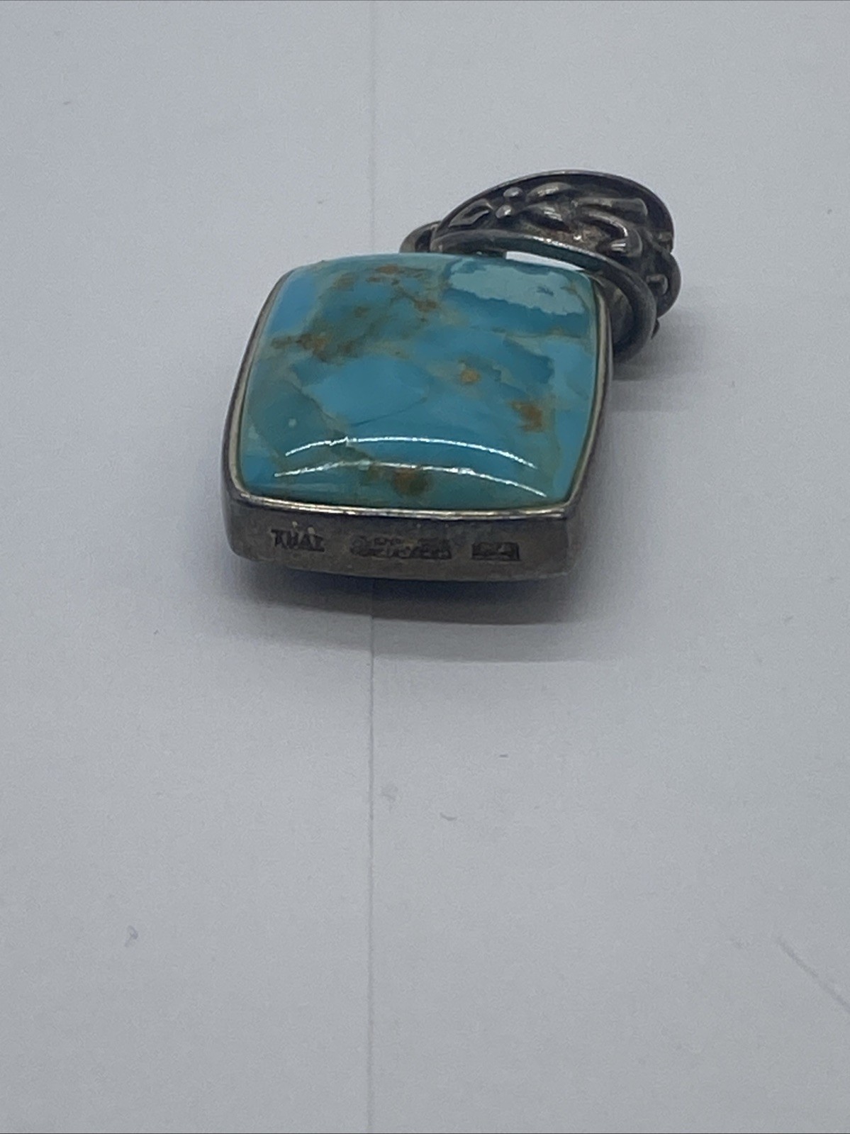 Sterling Silver Turquoise & Black Onyx Rev Southwestern Rectangular Pendant