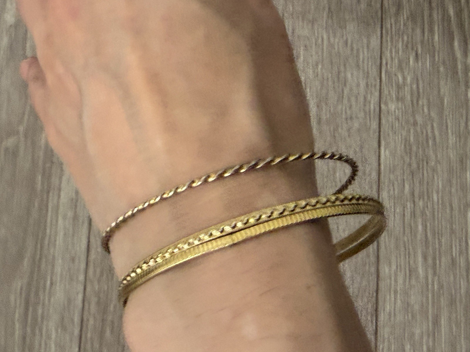 Set of 3 Gold Tone Stackable Bangle Bracelets, No Clasp, Metal, 2.75” Diameter