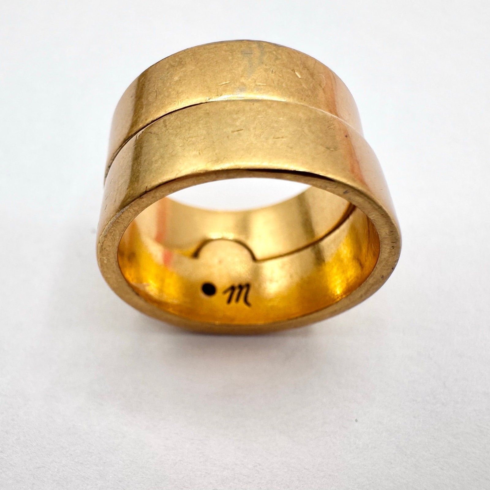 Madewell Wide Band Nesting Ring Set Matte Gold Tone Pave Crystal Cluster Size 7