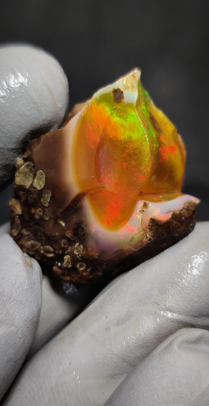 23ct natural ethiopian opal welo rough intense multi color play of fire gemstone