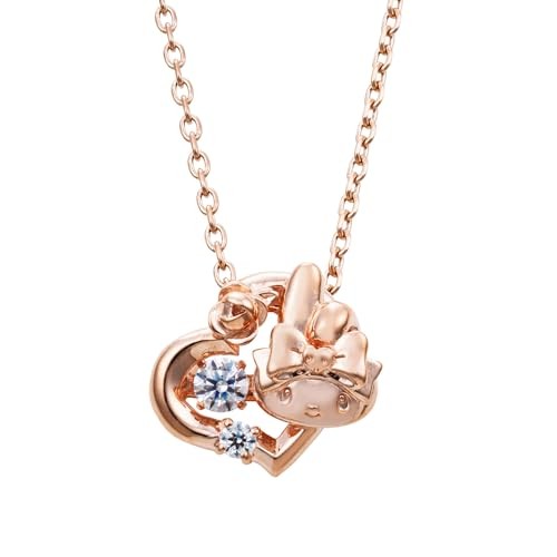 Sanrio My Melody 50th Anniversary Dancing Stone Necklace Pink Gold New 2025 FS