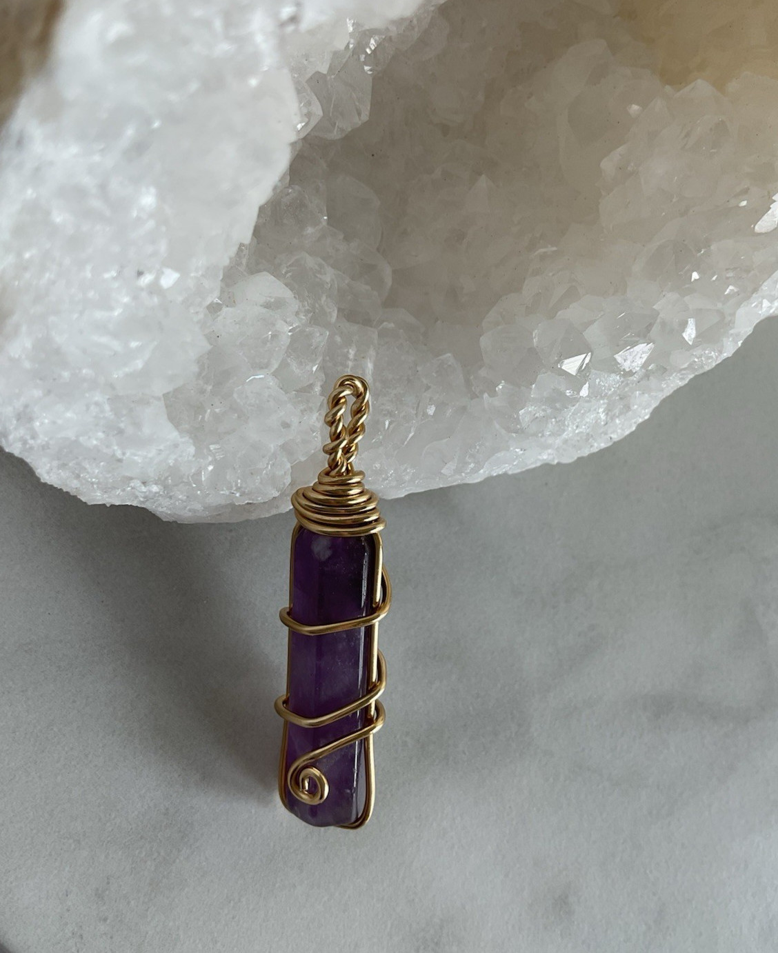 Amethyst Wire Wrapped Crystal Pendant
