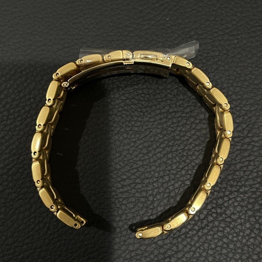 Seiko Yellow Tone Watch Band H-Link Bracelet Push Button Deployant Clasp