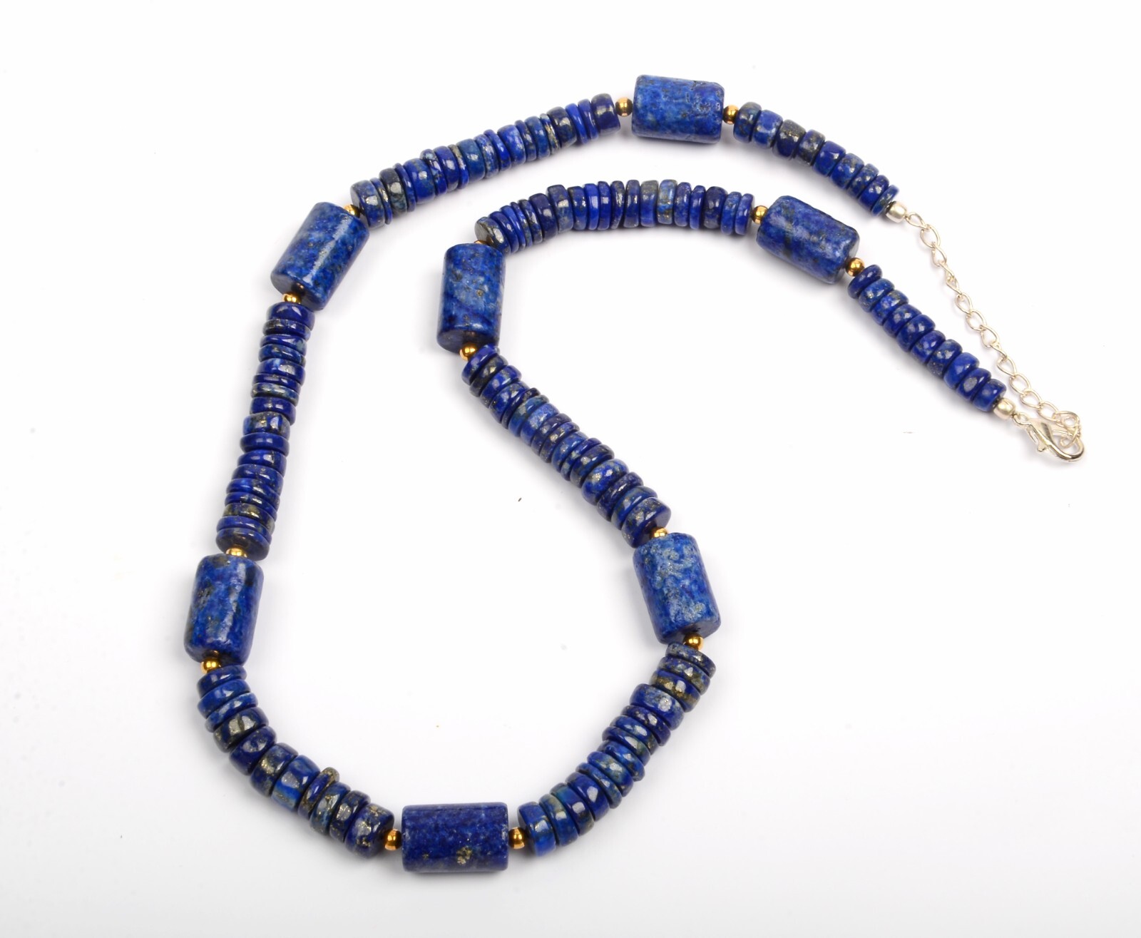 Rare Lapis Lazuli Necklace 17 Inch Length Smooth Rondelle Shape Gemstone Beads
