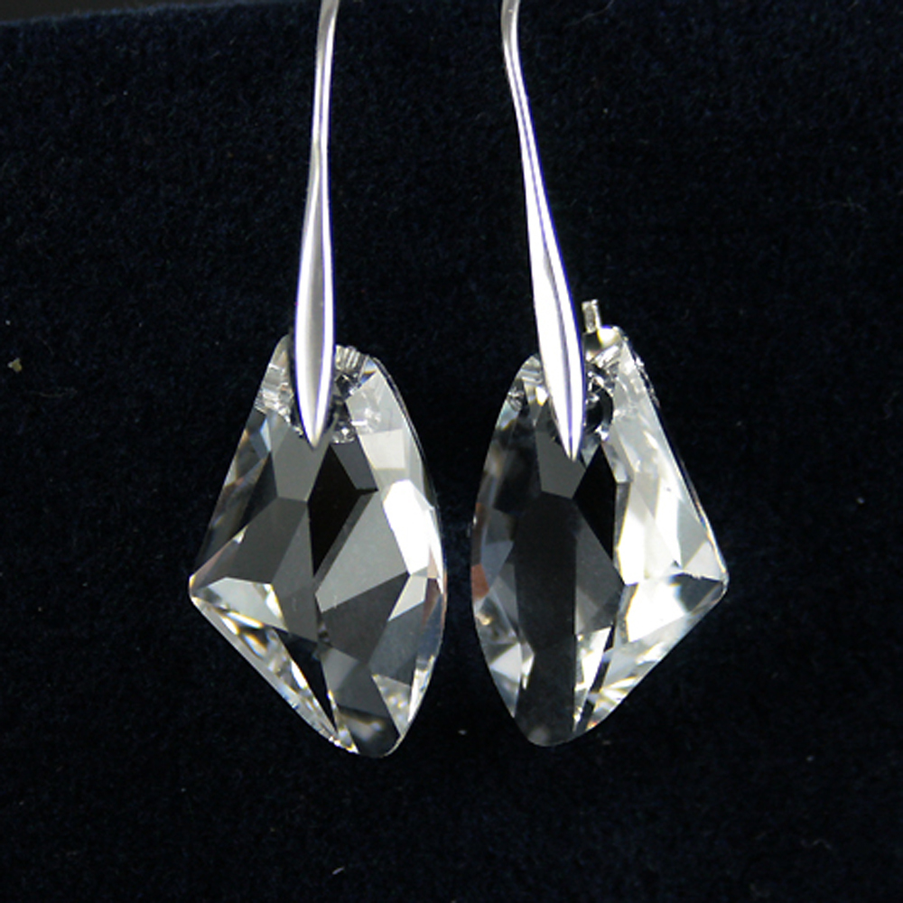 Bridal WEDDING CLEAR CRYSTAL 925 SILVER DANGLE earrings 6656 19mm