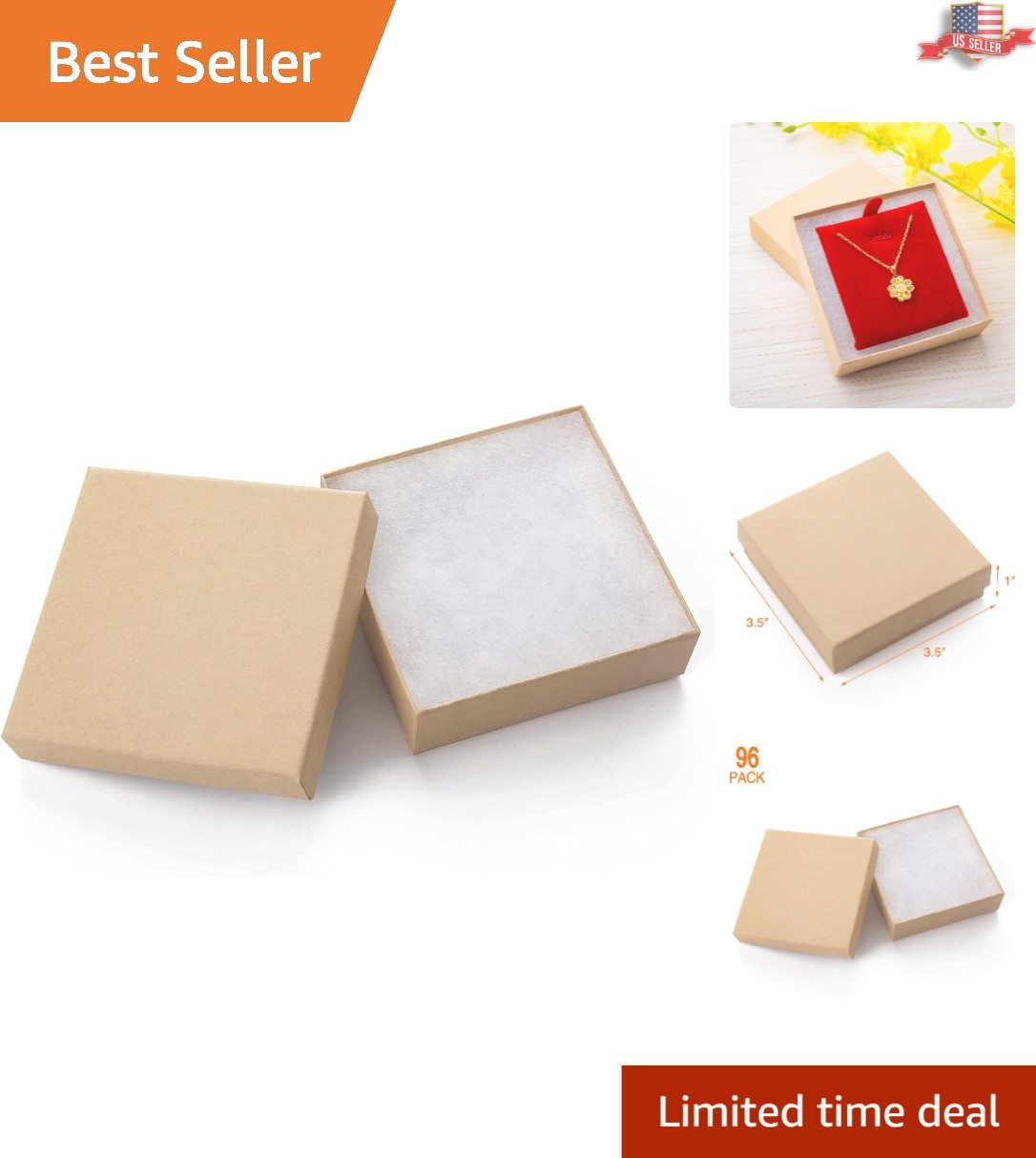 96 Rustic Jewelry Gift Boxes – 3.5×3.5×1 Inch, Perfect for Crafting & Gifting