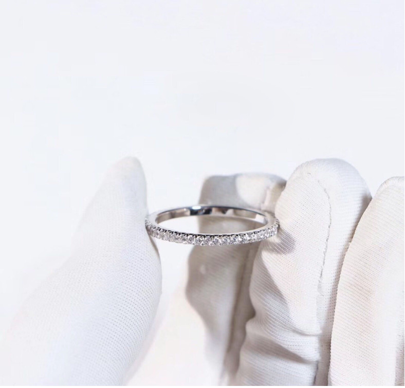 White Gold Plated Woman Girl Eternity Infinity Tennis Forever Love CZ Ring PE24