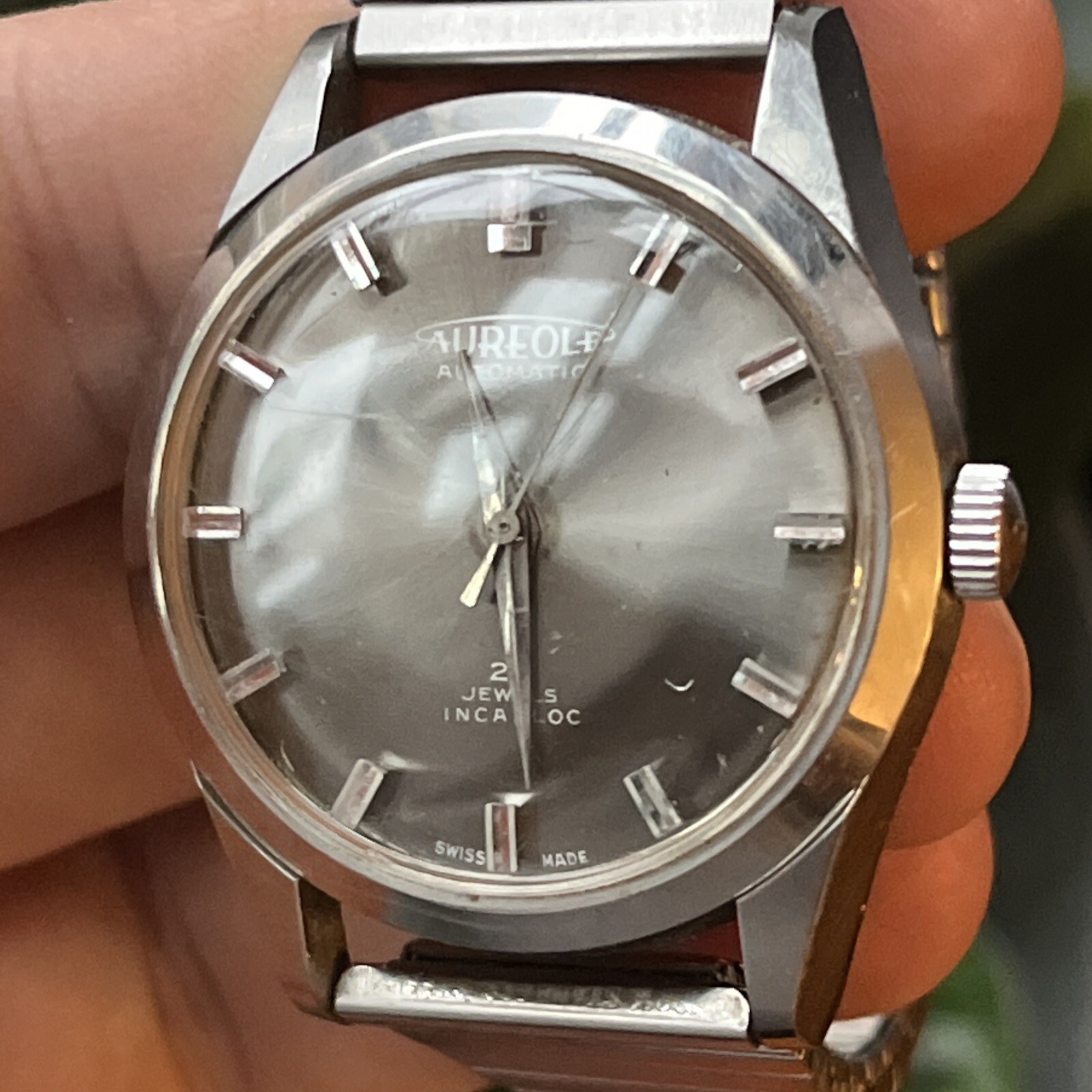 Rare Mirror Aureole 25 Jewel Automatic Incabloc All Stainless Men’s watch