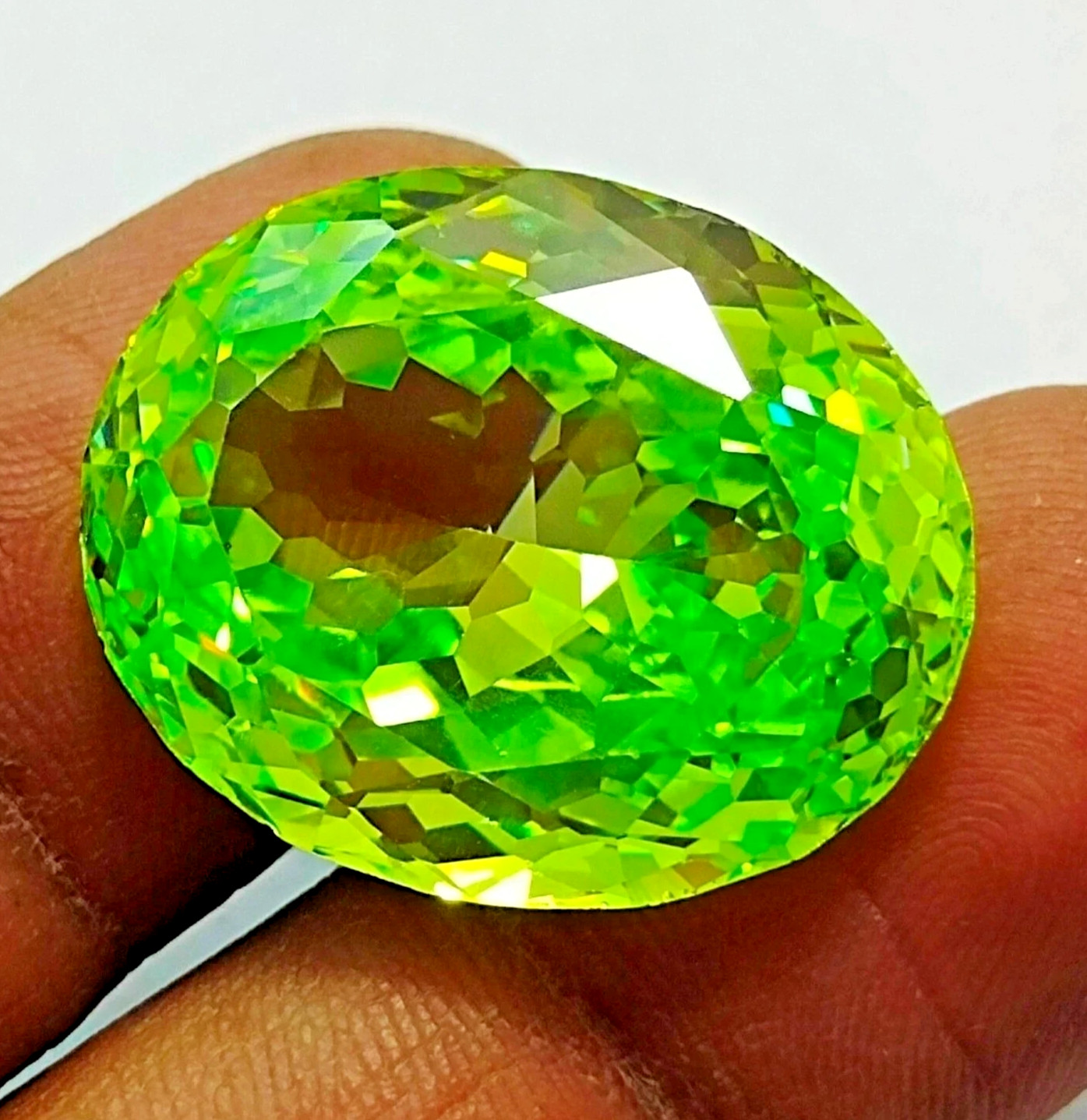 Certified 110.50 Ct Natural Oval Cut Cambodian Green Zircon Loose Gemstone