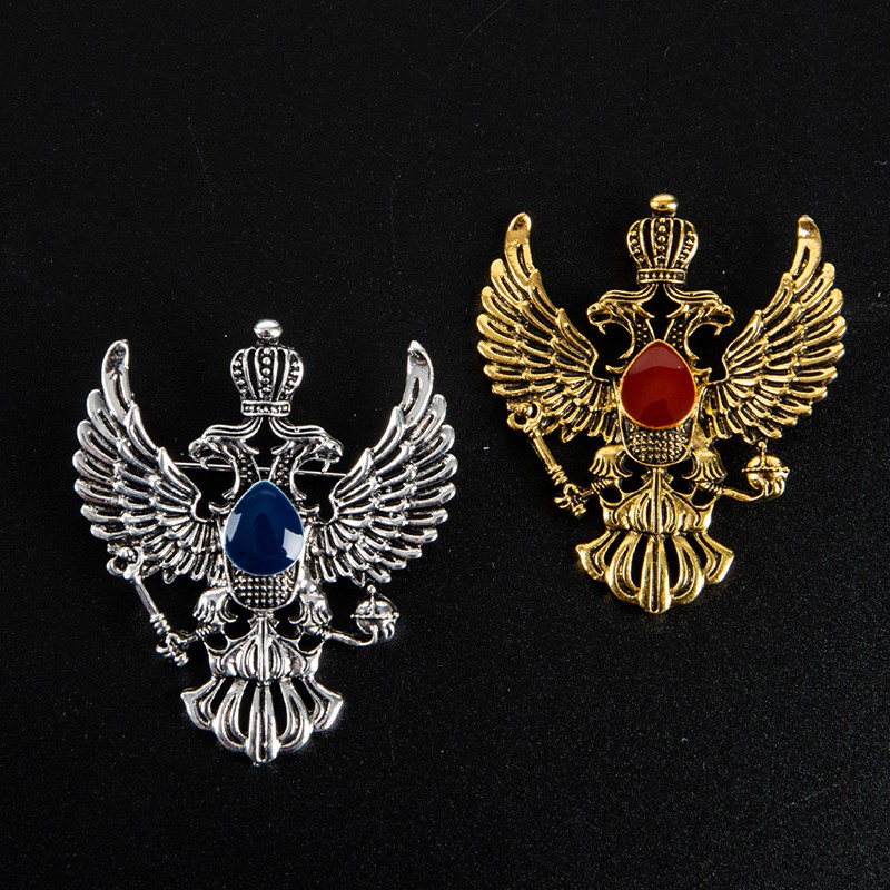 Retro Wing Metal Pin Vintage Eagle Badge Brooch Crown Lapel Pin Men Access JL