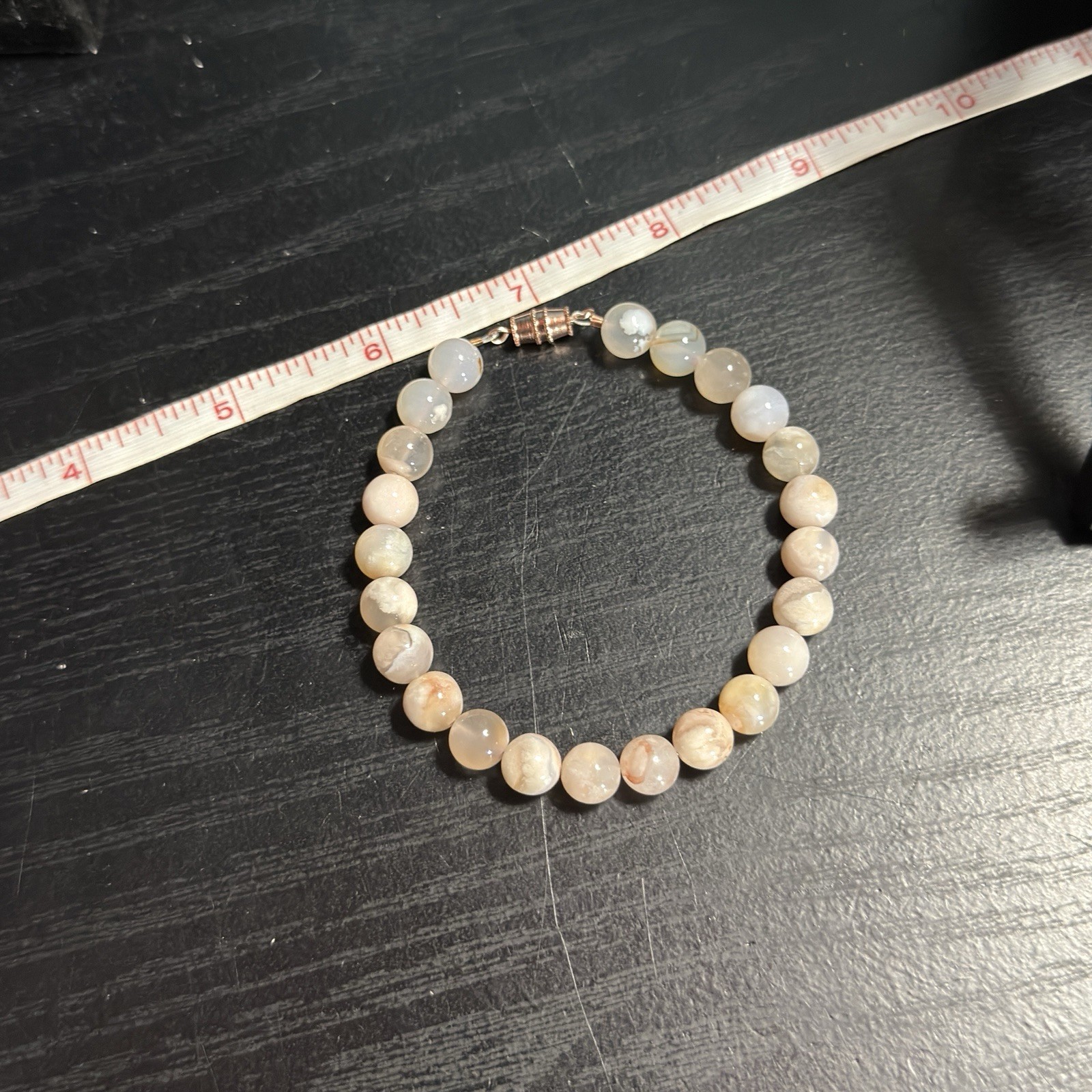 Flower Agate Natural Gemstone Bead Bracelet | Smooth Round 8mm