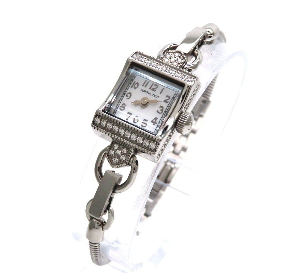Hamilton Lady Hamilton H312910 Quartz Watch Diamond Bezel White Shell Near-Mint