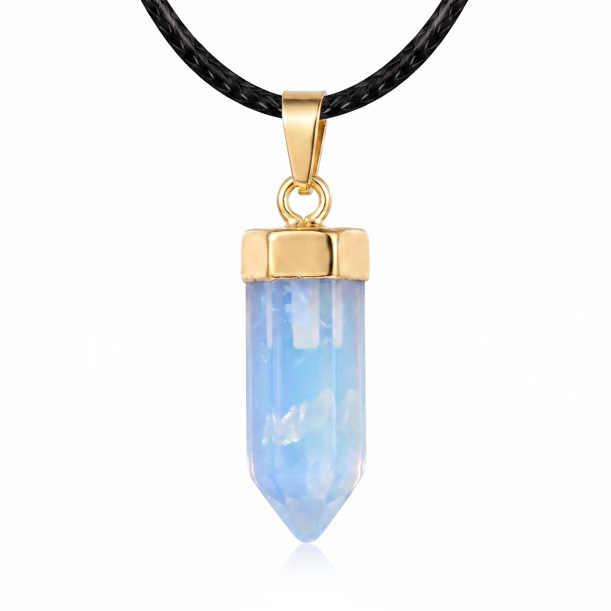 6PCS Crystal Hexagonal Point Stone Pendant Necklace for Women Healing Chakra