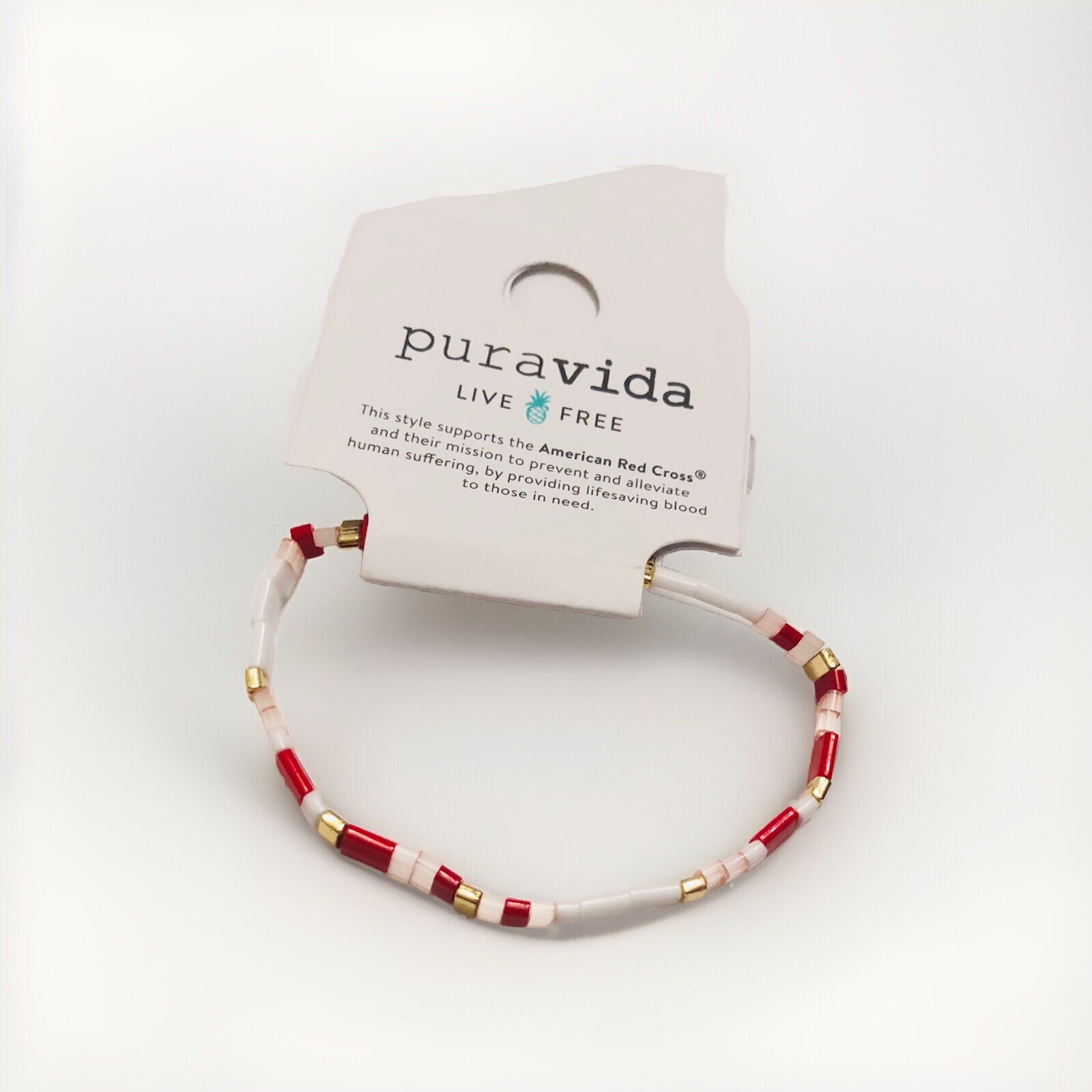 Pura Vida Cuteness Tile Glass / Brass Base With Gold Plating Polyester Bracelet
