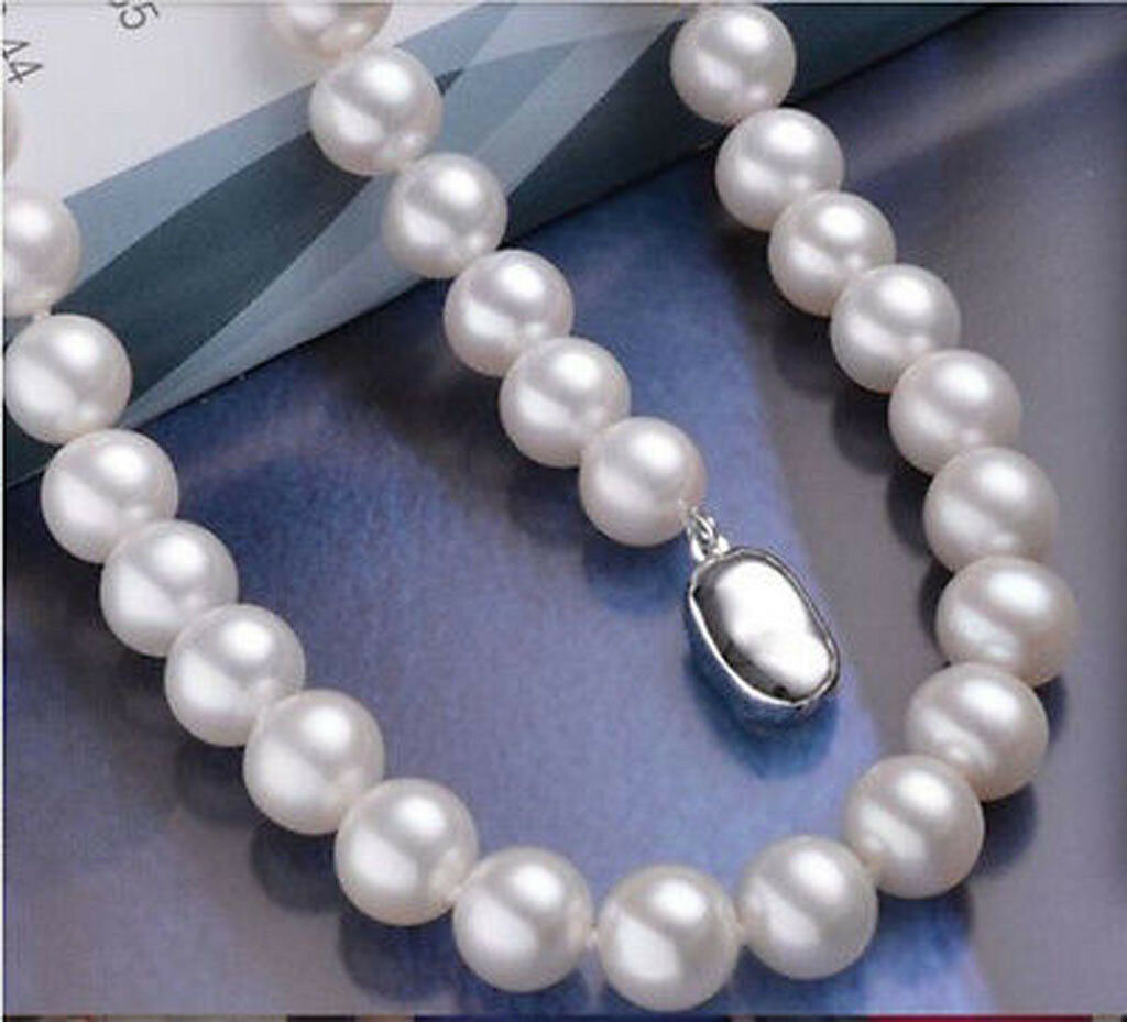 Natural 10-11mm South Sea Freshwater Real White Akoya Pearl Necklace 17-40”