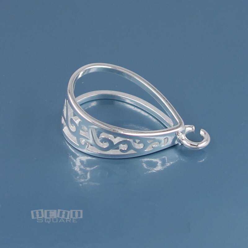 XXL Sterling Silver Scroll Pendant Bail Connector w/Open Loop 28mm #33422