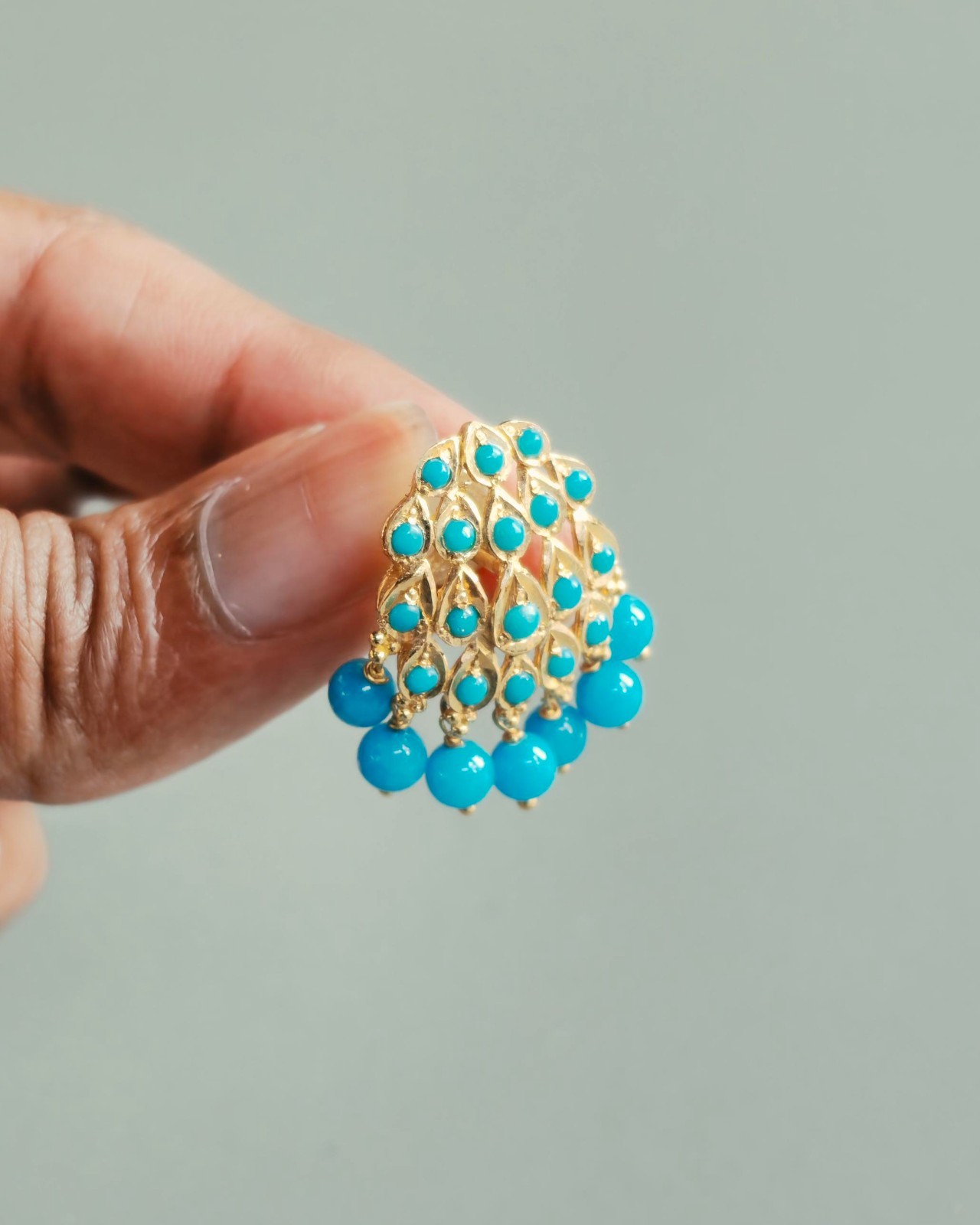 22k Gold and Turquoise Vintage Earrings – 9.5g -Preowned in Excellent Condtion