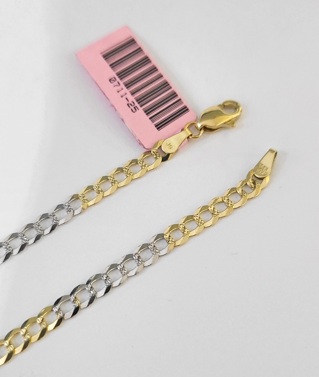 Real Solid 4mm 14k Gold Chain Necklace Tri Color Cuban Curb Link 18-28 Inch