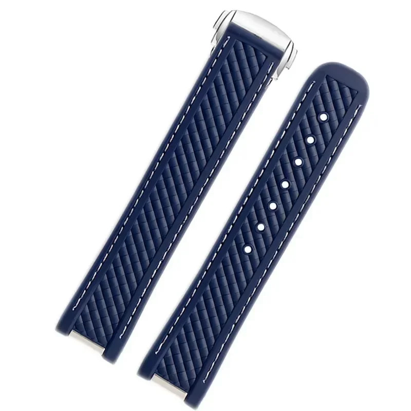 Rubber Strap for Omega Seamaster Aqua Terra 300 20mm – Blue Steel Buckle