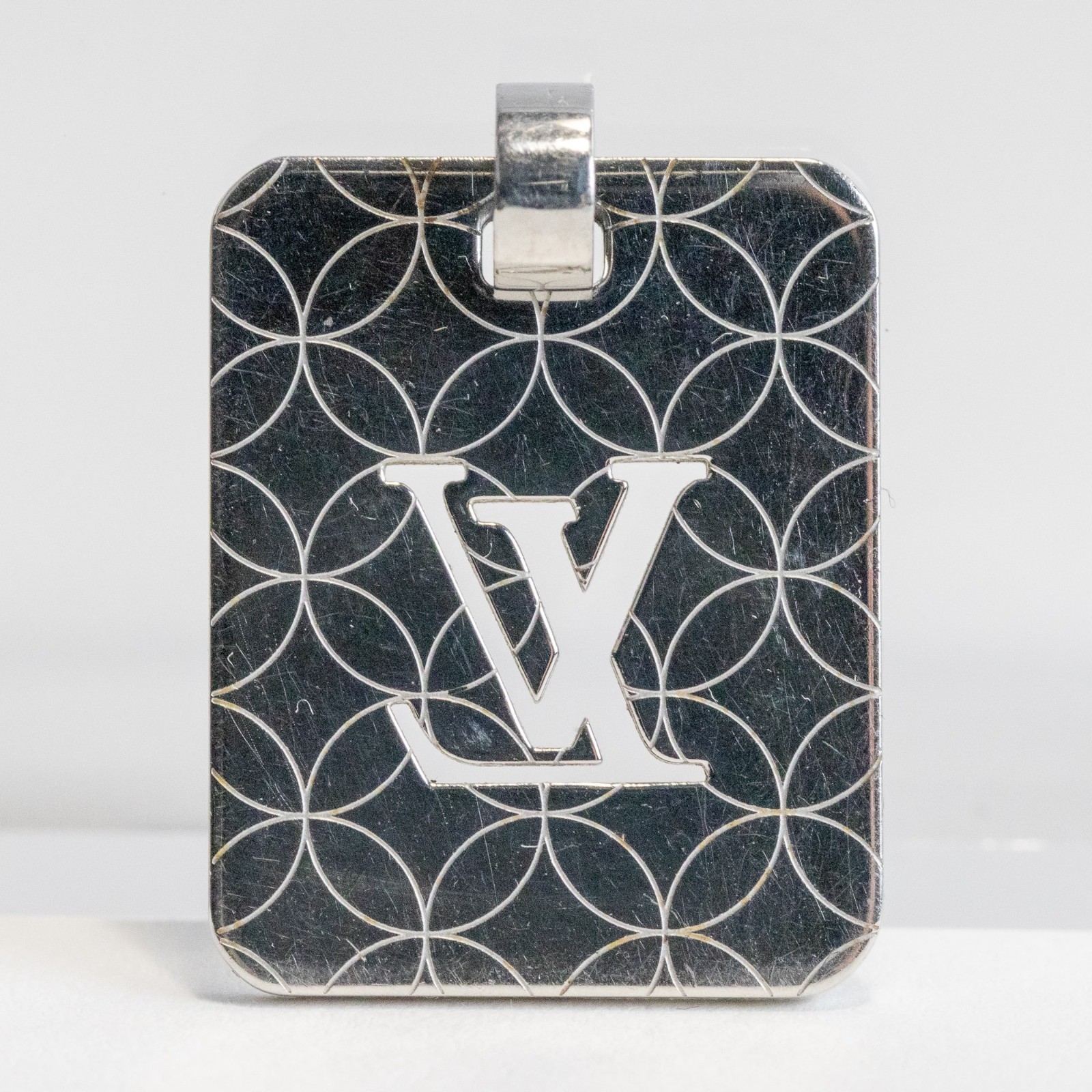 Louis Vuitton LV Champs Elysees PM M65452 Pendant Top Silver Plate Men Auth