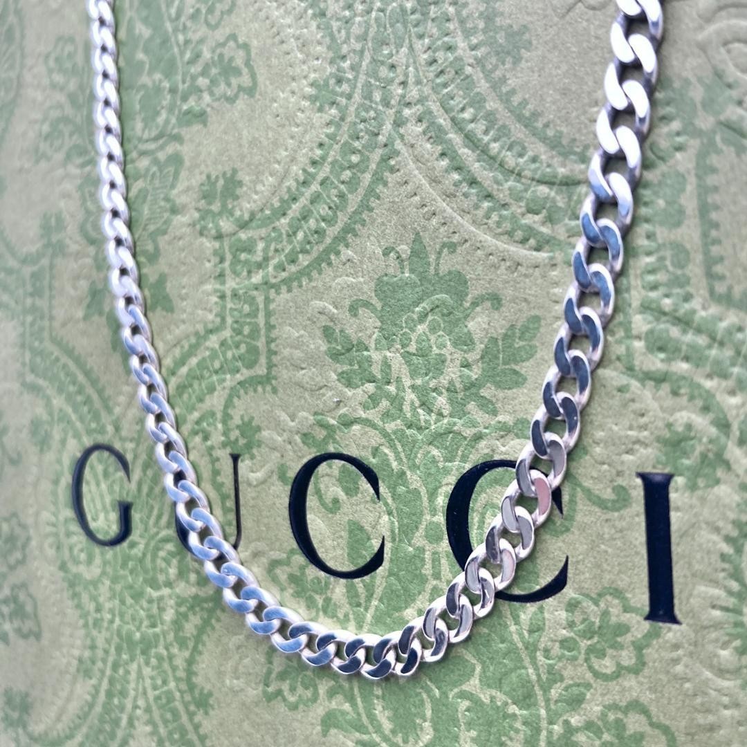 GUCCI Sterling Silver 925 Curb Chain Necklace 45cm 17.7in