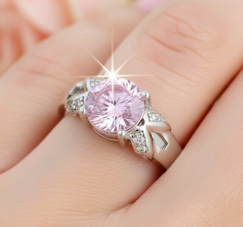 RARE 5.00 Ct Certified Round Shape Natural Pink Diamond Ring White Gold Finish