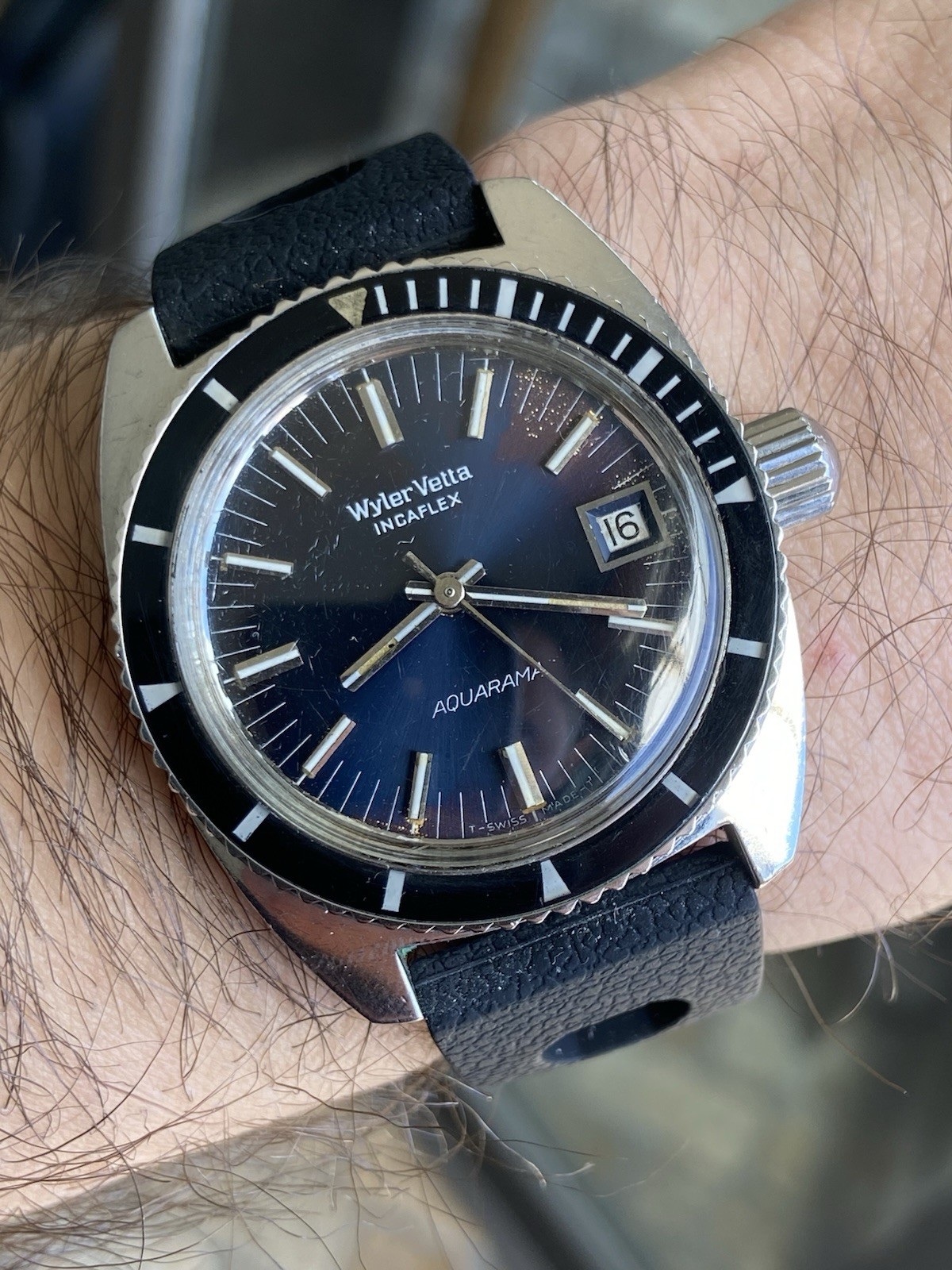Vintage Rare Wyler Vetta Aquarama Automatic Diver Sub Watch