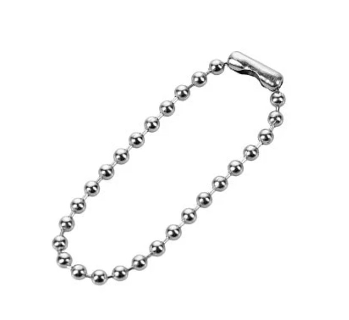 100Pcs 4 Inch Dog Tag Metal Ball Bead Chains Small Silver Keychain Rings