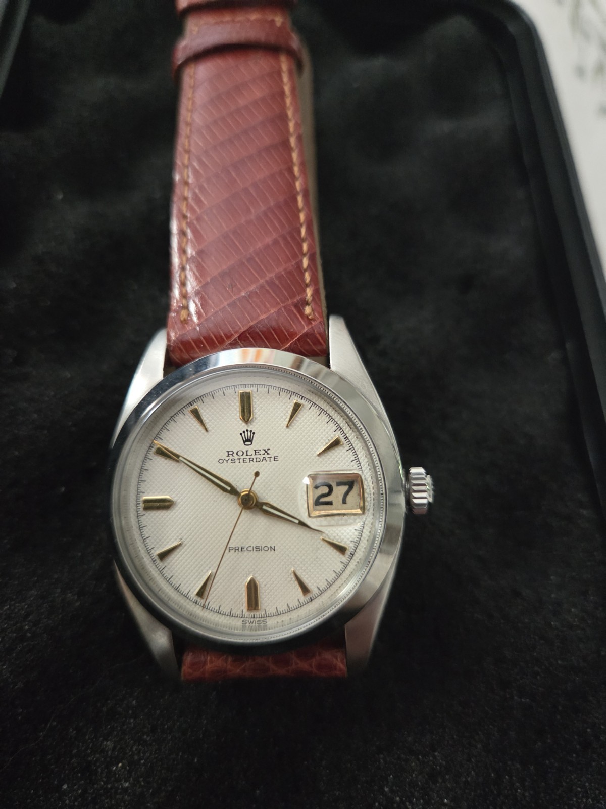 Rolex Oysterdate Precision 6494 Stainless Steel Honeycomb Dial