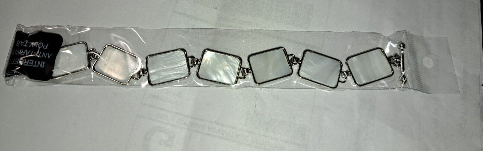 WHITE SHELL ALLOY IRON BRACELET NIB