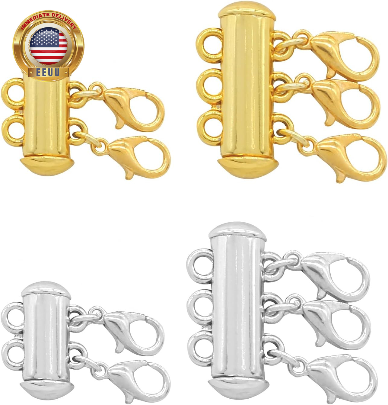 4Pcs 2 Sizes Necklace Layering Clasps, 2 Colors Layered Necklace Clasp, Multi St