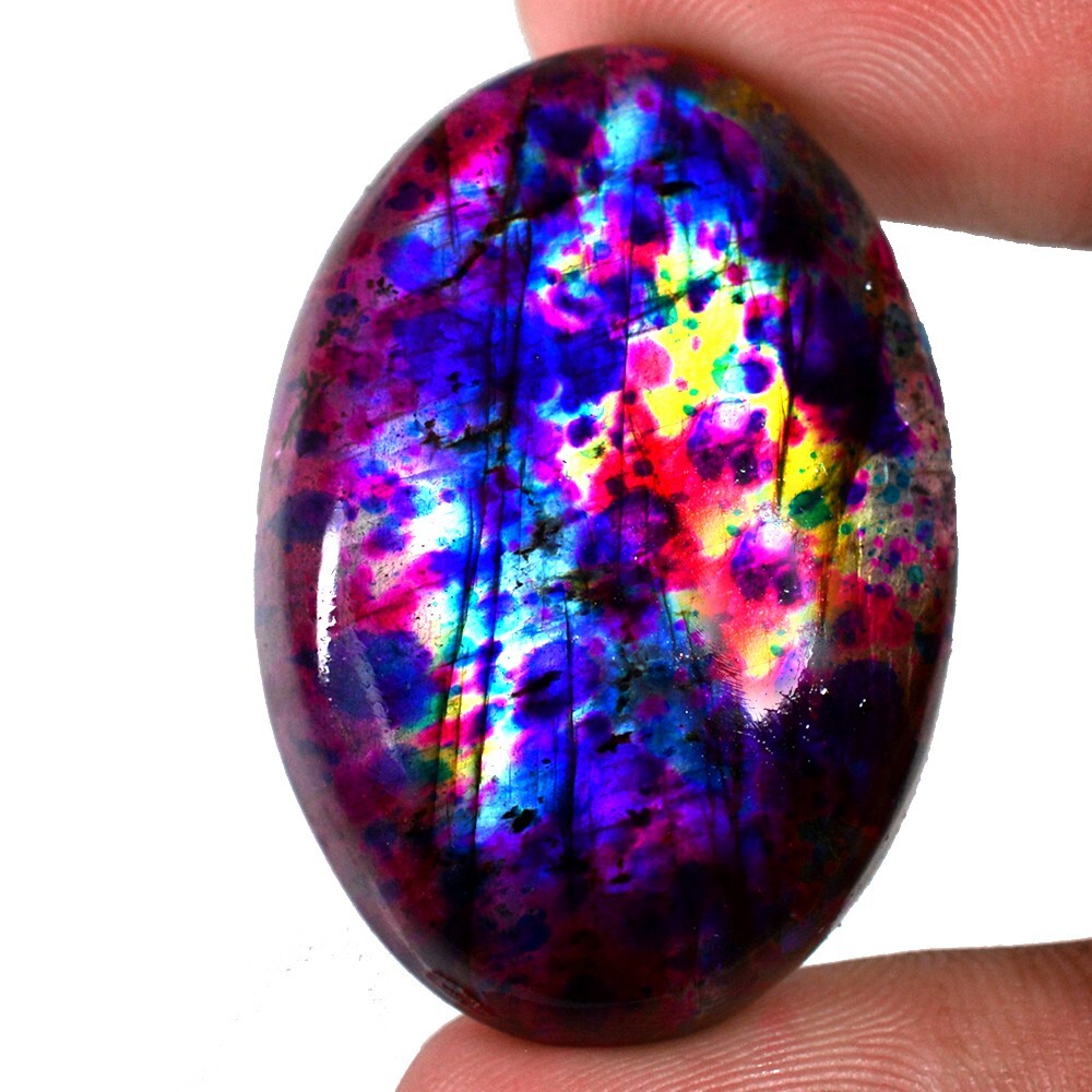 72.70 Cts Natural Multi Flashy Labradorite 25 x 37 mm Cabochon Gemstone FY89