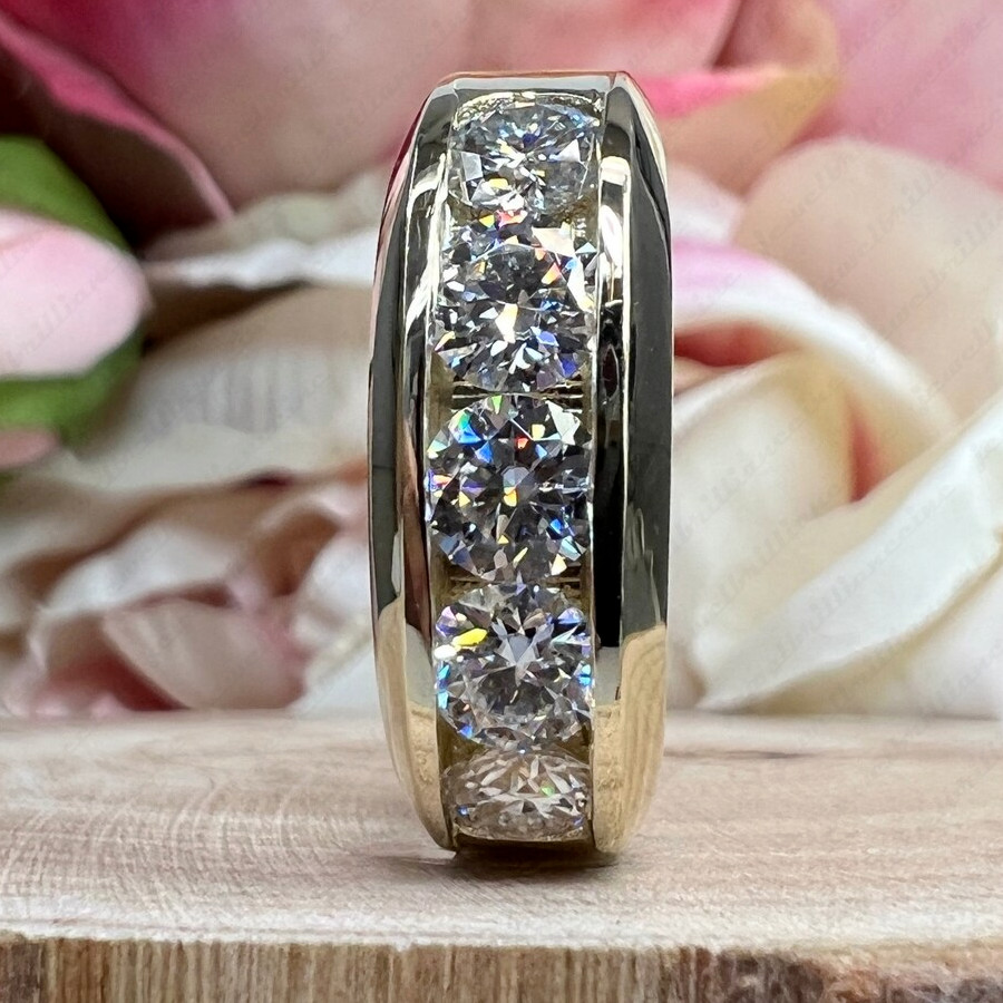 2.25 Ct Certified Round Cut White Diamond 5-Stones Men’s Ring In 925 Silver !