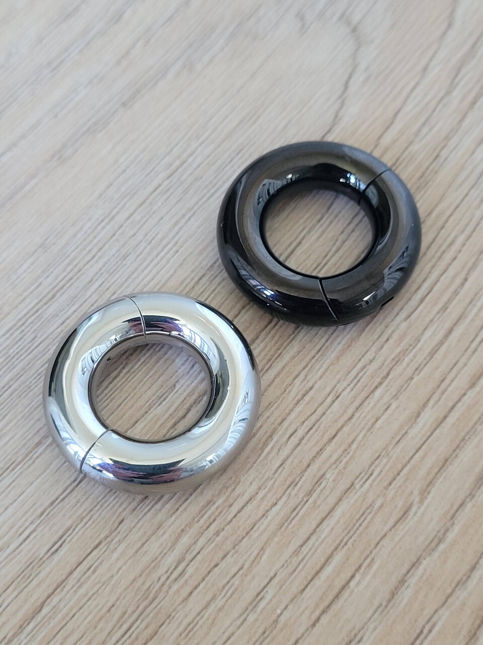 Silver Black Septum Clicker Rings Set Steel Big Gauges Stretched Nose Jewelry